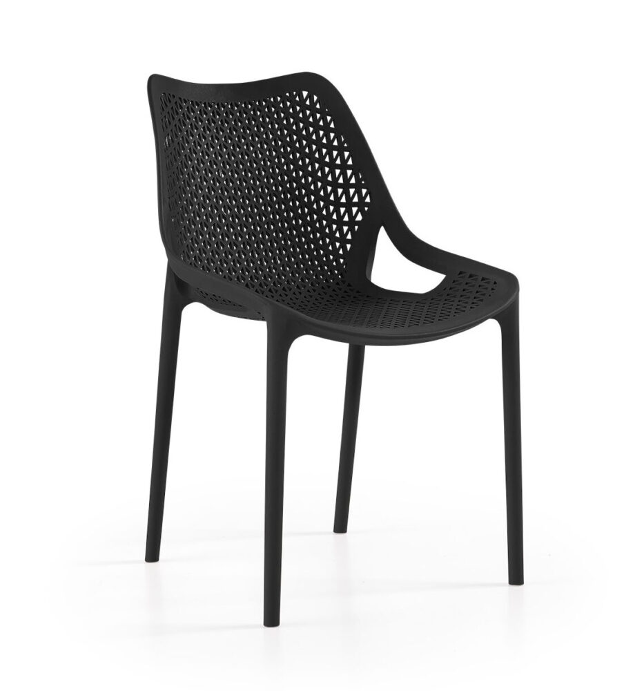 Patiostoel Solea zwart stapelbare bistrostoel polypropyleen met glasvezel
