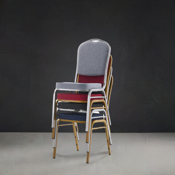 Banketstoel GALA Blauw - Stapelbaar, frame van goudkleurig staal, bekleding 6 cm - Afbeelding 5