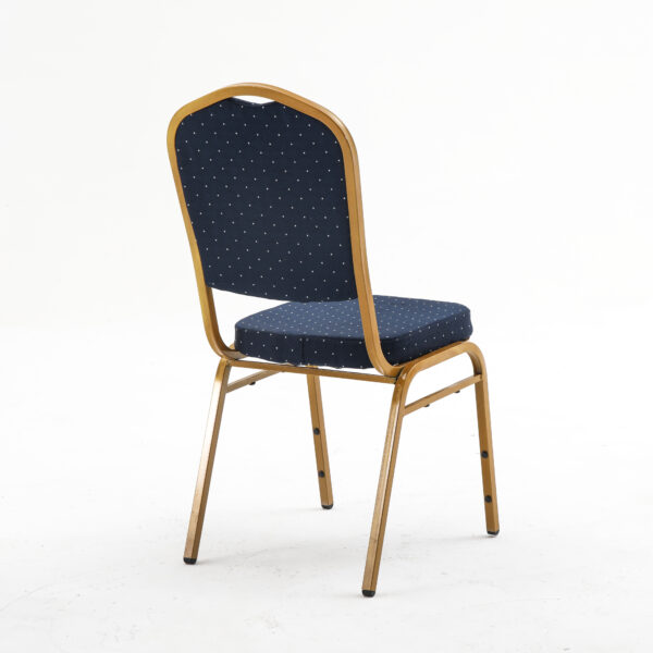 Banketstoel GALA Blauw - Stapelbaar, frame van goudkleurig staal, bekleding 6 cm - Afbeelding 4