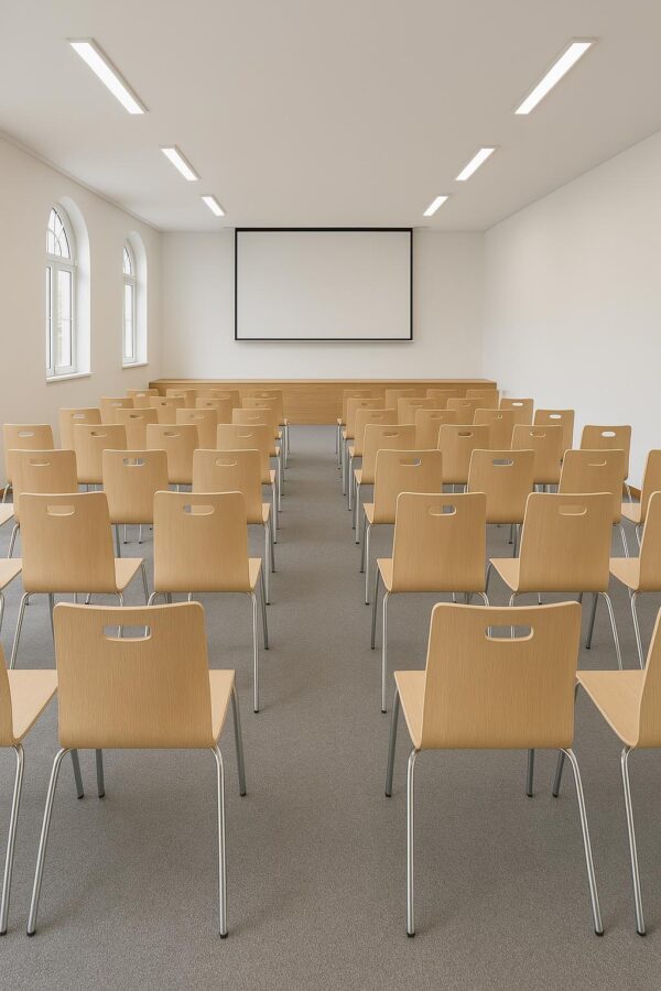 Oslo bezoekersstoel | eiken HPL zitschaal | stapelbaar stalen frame Conferentiestoel - Afbeelding 9