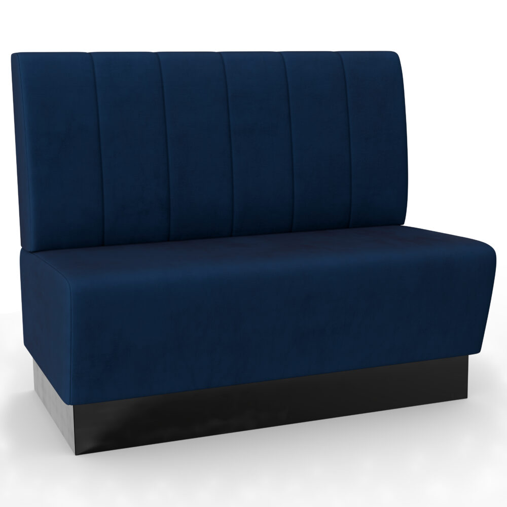 Horeca bankje Amsterdam | 120 cm breed | Fluwelen stof: blauw | Verticaal gestreept | Eetbankje