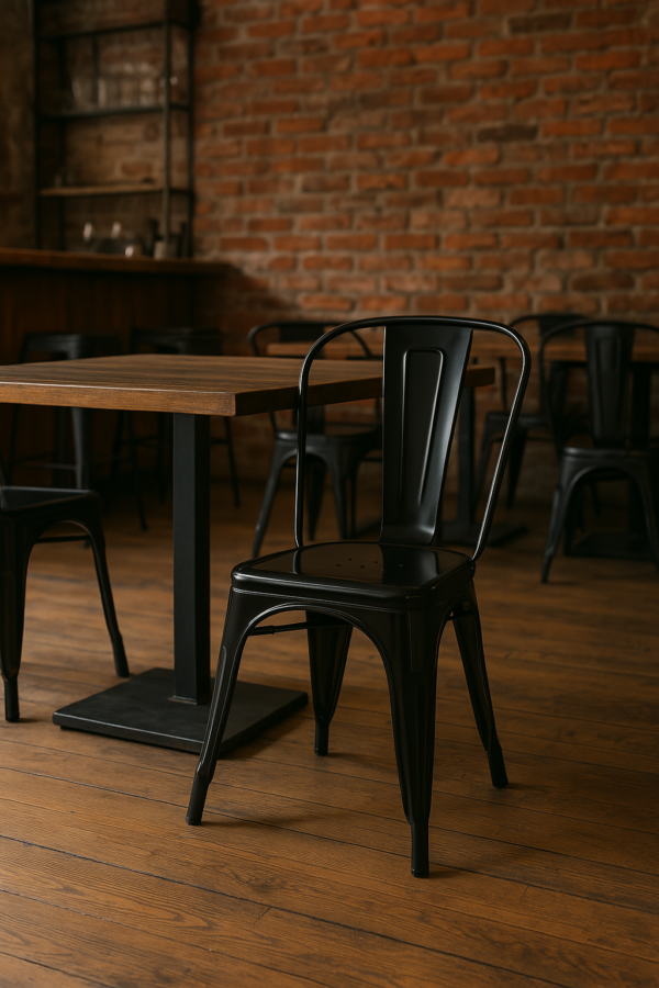 Industriële stoel Ferro zwart | stoel in Tolix-stijl | stapelbare caféstoel - Afbeelding 2
