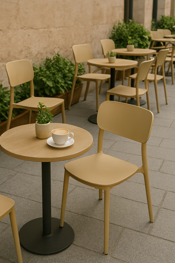 Terrasstoel Mini Capri beige | Gastro stoel buiten stapelbaar - Afbeelding 2