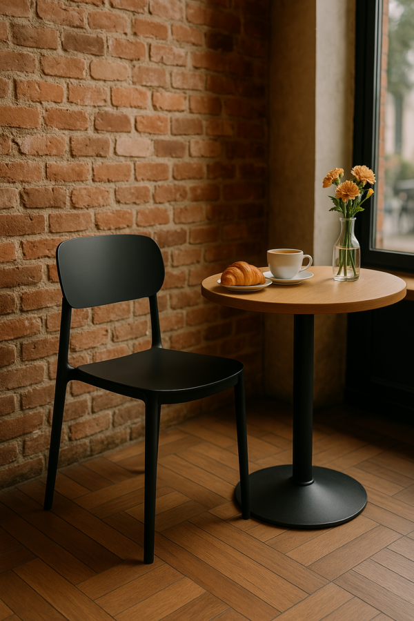Terrasstoel Mini Capri zwart | Gastro stoel buiten stapelbaar - Afbeelding 2