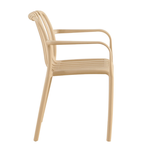 Terrasstoel Bianca beige met armleuningen | Gastro stoel buiten stapelbaar - Afbeelding 3