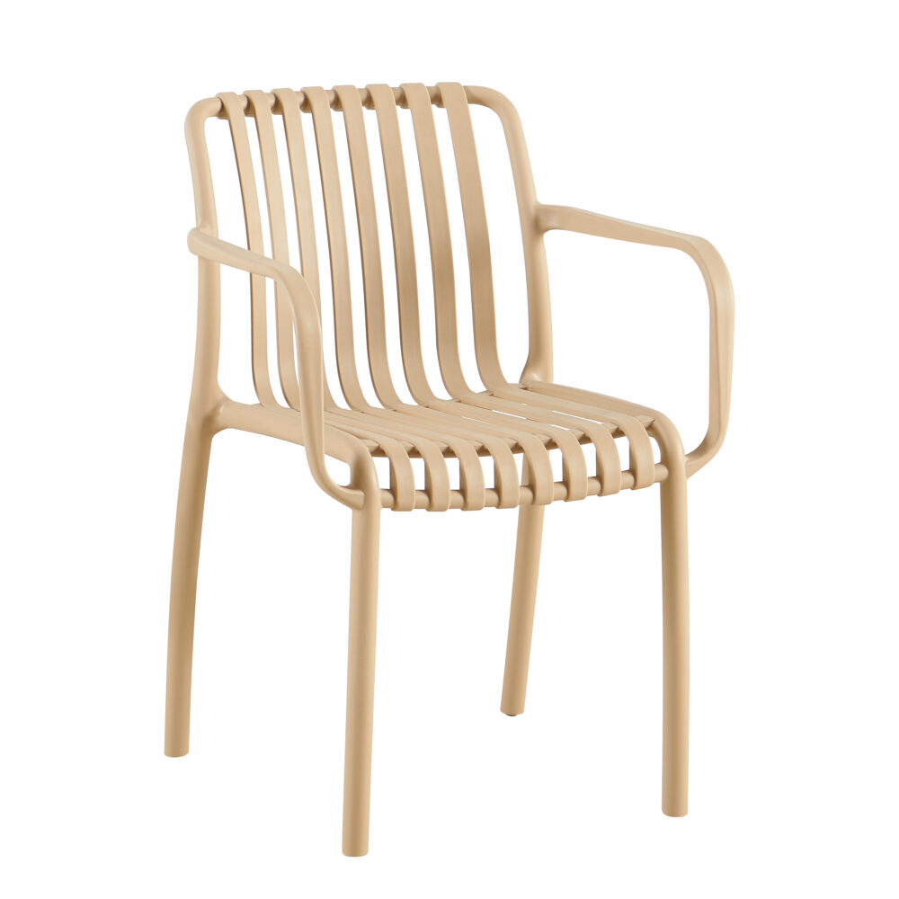 Patio stoel Bianca beige met armleuningen | Gastro stoel buiten stapelbaar