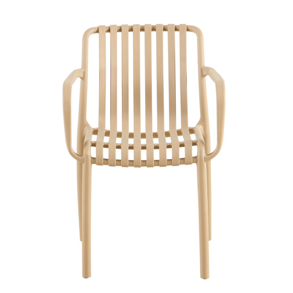 Terrasstoel Bianca beige met armleuningen | Gastro stoel buiten stapelbaar - Afbeelding 2