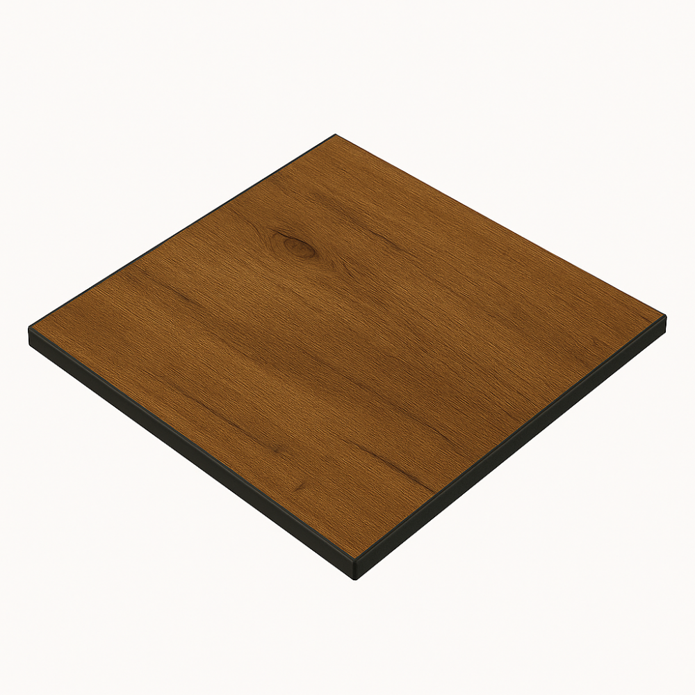 Horeca tafelblad | noten karamel | 80x80 cm