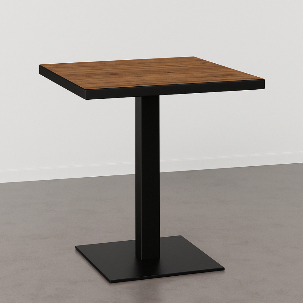 Horecatafel 80x80cm | notenhout | gietijzeren onderstel