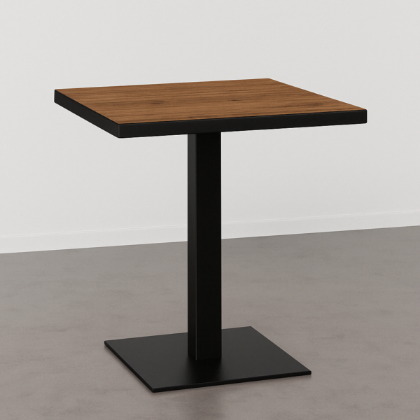 Horecatafel 80x80cm | notenhout | gietijzeren onderstel