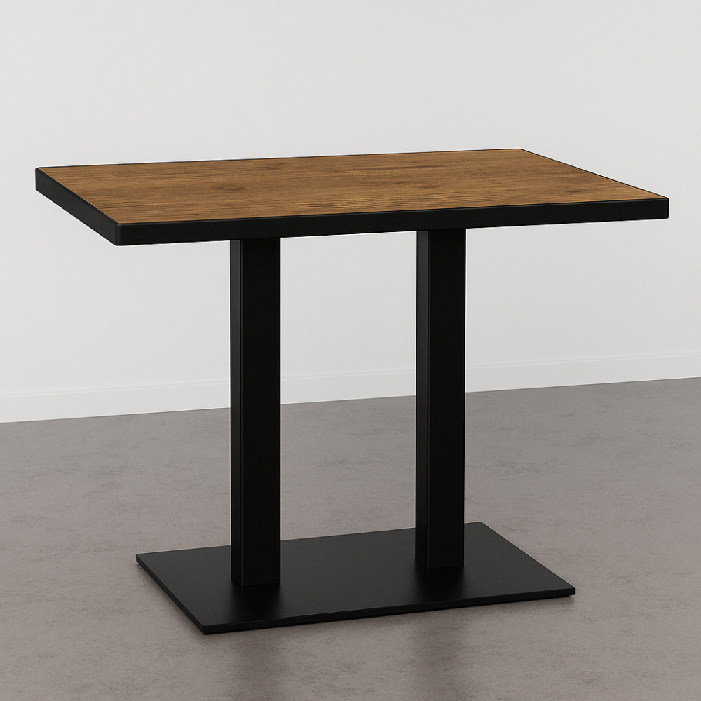Horecatafel 120x70cm | notenhout | gietijzeren onderstel