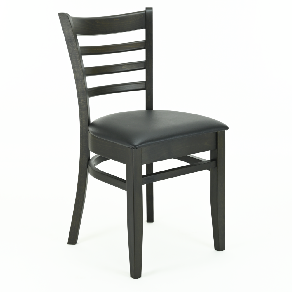 Hugo bistrostoel | zwart | gestoffeerde houten stoel met steunen