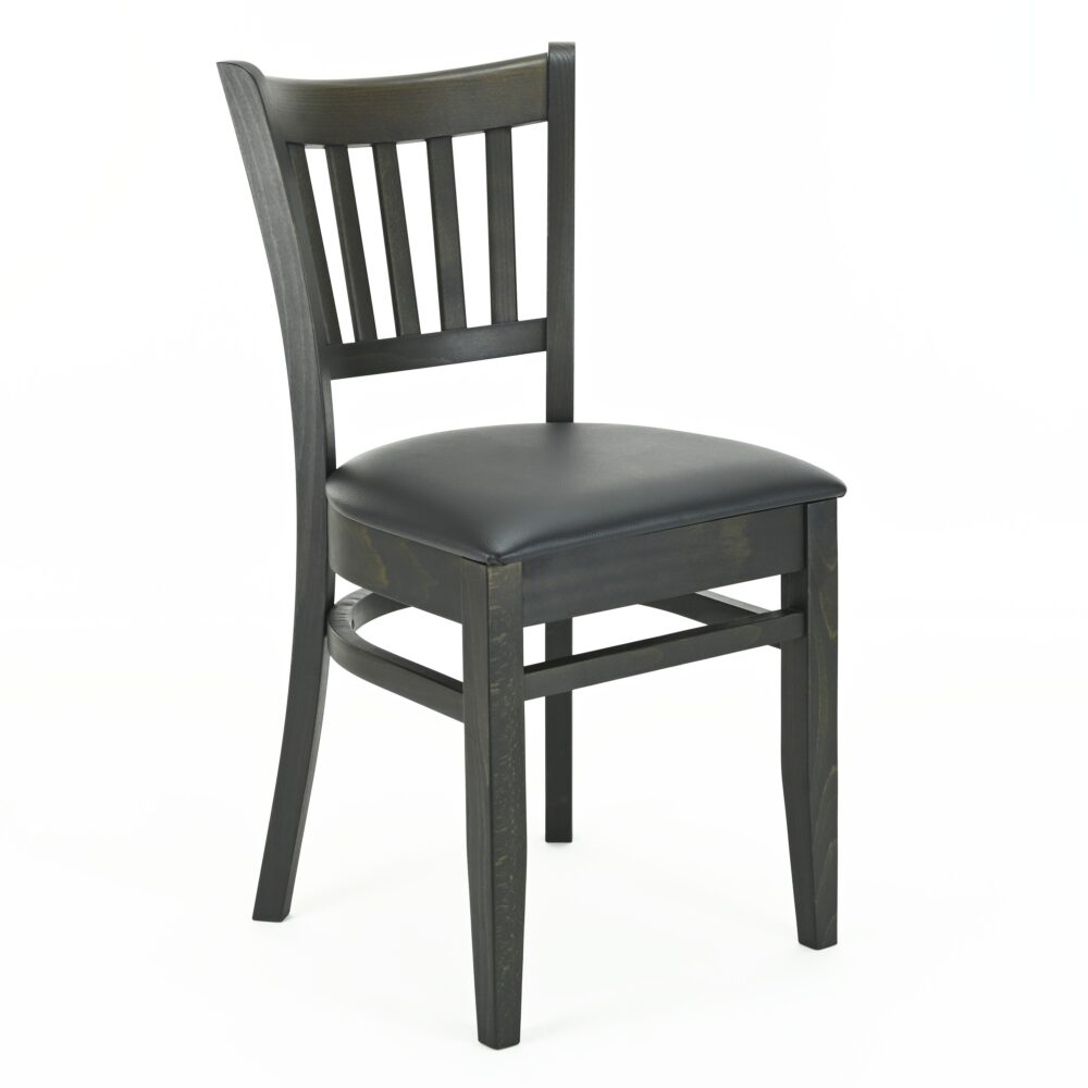 Quentin bistrostoel | zwart | gestoffeerde houten stoel met steunen