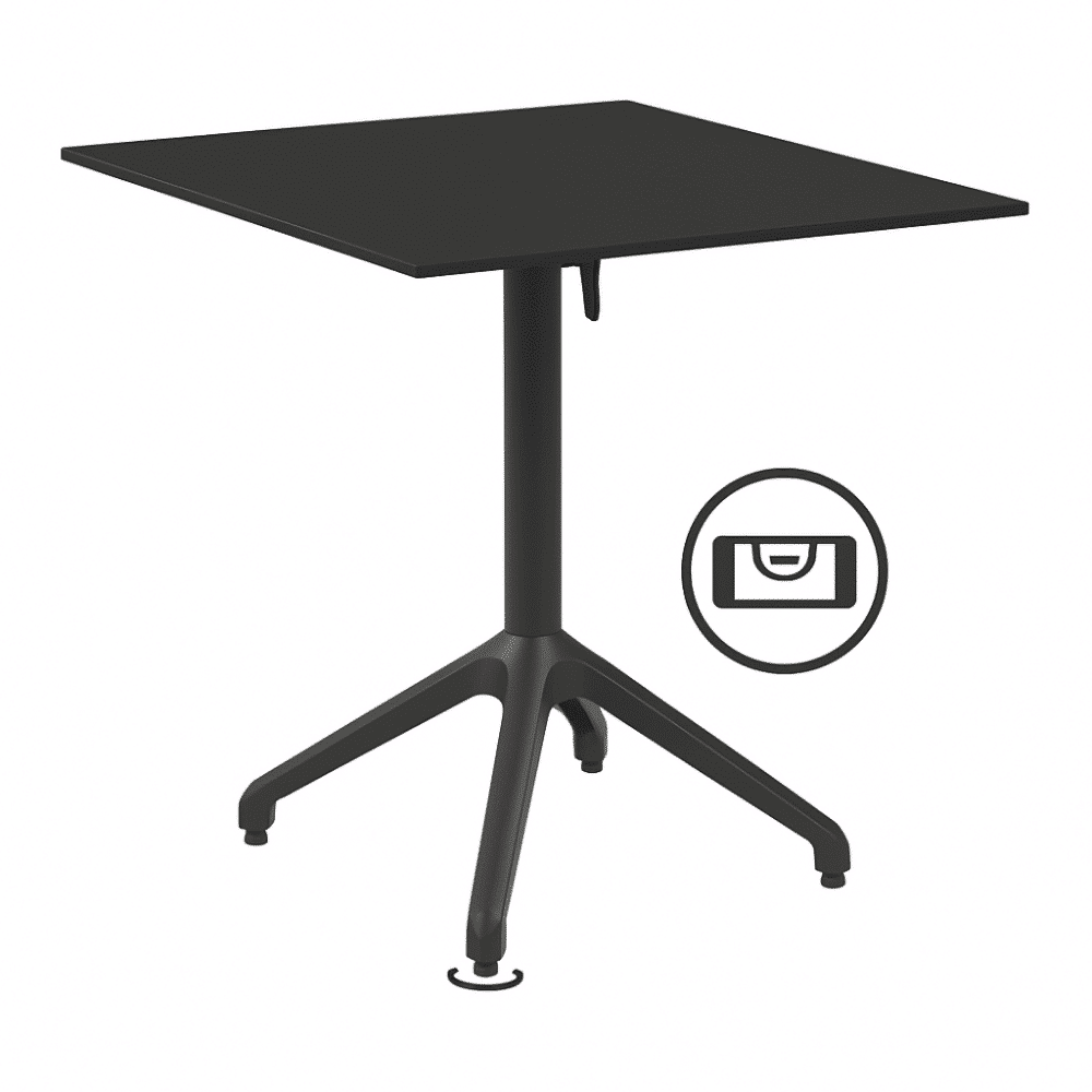 Horeca terrastafel Luna Wiebelvrij | 80x80 cm | HPL Compact | donker leisteen | inklapbaar | zelf verstelbaar