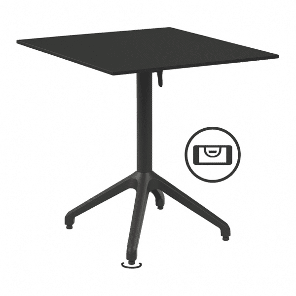 Horeca terrastafel Luna Wiebelvrij | 80x80 cm | HPL Compact | donker leisteen | inklapbaar | zelf verstelbaar