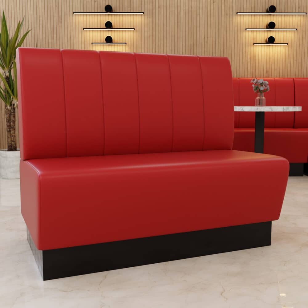 Horeca bank Amsterdam | 100 cm breed | kunstleer rood | verticale quilting | gastro eetbank