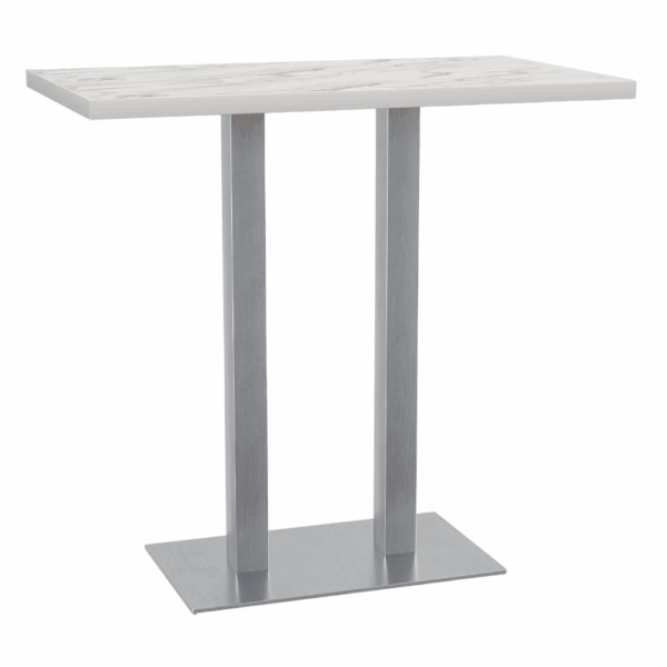 Horeca bartafel 120x80 cm | marmer wit | roestvrijstalen onderstel