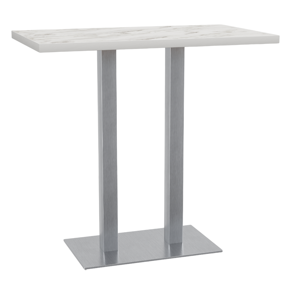 Horeca bartafel 120x70 cm | marmer wit | roestvrijstalen onderstel