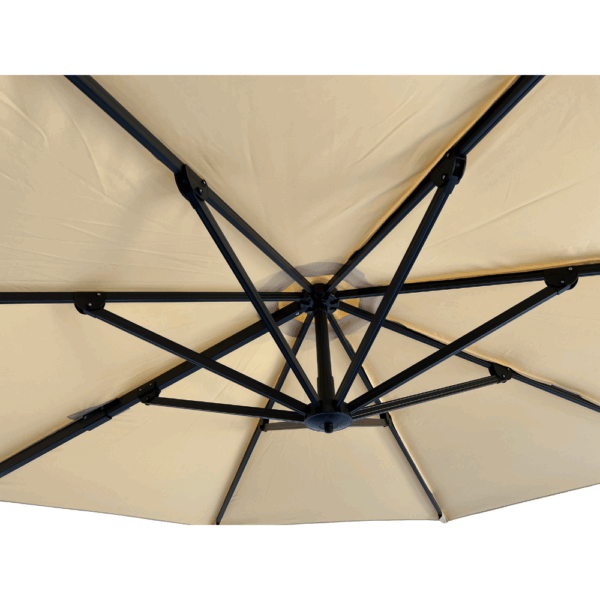 Horeca zweefparasol Bari Beige, Ø 300 cm, 8 stokjes, in hoogte verstelbaar, 360° draaibaar, 210 g/m² polyester, waterafstotend, zonder valletje - Afbeelding 7