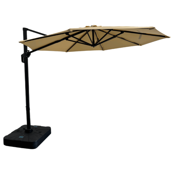 Horeca zweefparasol Bari Beige, Ø 300 cm, 8 stokjes, in hoogte verstelbaar, 360° draaibaar, 210 g/m² polyester, waterafstotend, zonder valletje - Afbeelding 2
