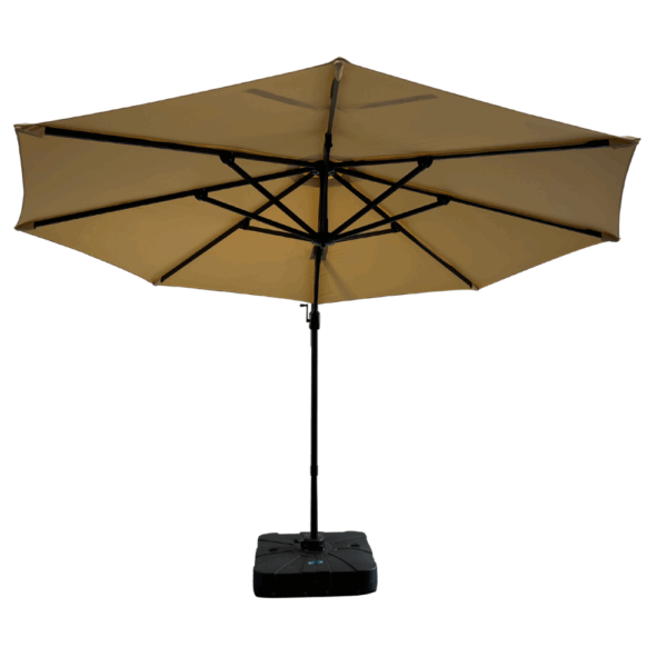 Horeca zweefparasol Bari Beige, Ø 300 cm, 8 stokjes, in hoogte verstelbaar, 360° draaibaar, 210 g/m² polyester, waterafstotend, zonder valletje - Afbeelding 4