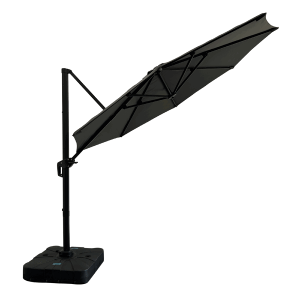Horeca zweefparasol Bari grijs, Ø 300 cm, 8 stokjes, in hoogte verstelbaar, 360° draaibaar, 210 g/m² polyester, waterafstotend, zonder vallijn - Afbeelding 2