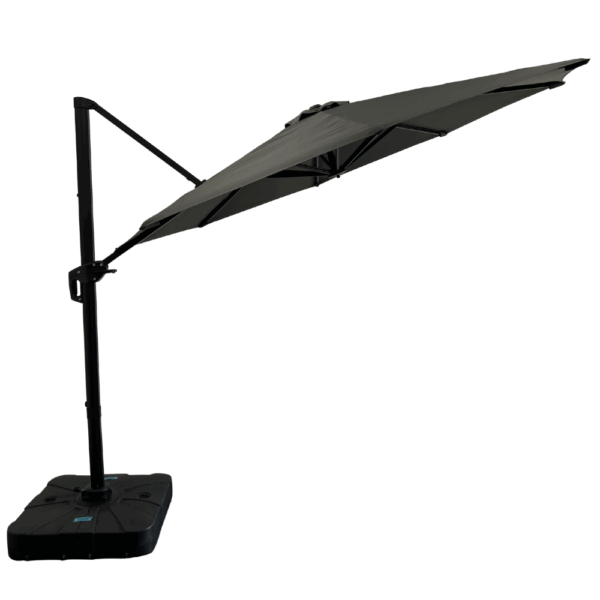 Horeca zweefparasol Bari grijs, Ø 300 cm, 8 stokjes, in hoogte verstelbaar, 360° draaibaar, 210 g/m² polyester, waterafstotend, zonder vallijn - Afbeelding 3