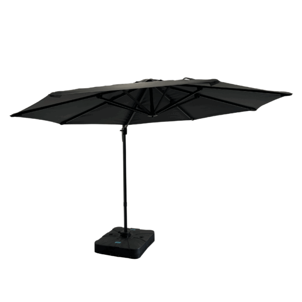Horeca zweefparasol Bari grijs, Ø 300 cm, 8 stokjes, in hoogte verstelbaar, 360° draaibaar, 210 g/m² polyester, waterafstotend, zonder vallijn - Afbeelding 4