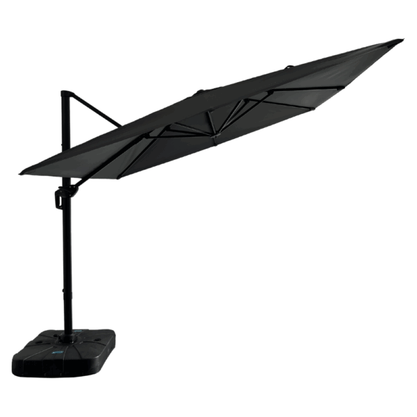 Horeca zweefparasol Rome grijs, vierkant, 3 × 3 m, 8 stokjes, 210 g/m² polyester, waterafstotend, in hoogte verstelbaar, 360° draaibaar, zonder zijafscherming - Afbeelding 2