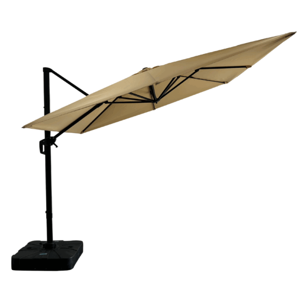 Horeca zweefparasol Rome Beige, vierkant, 3 × 3 m, 8 stokjes, 210 g/m² polyester, waterafstotend, in hoogte verstelbaar, 360° draaibaar, zonder zeil - Afbeelding 2