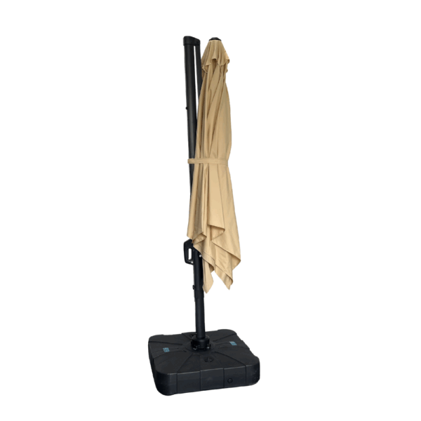 Horeca zweefparasol Rome Beige, vierkant, 3 × 3 m, 8 stokjes, 210 g/m² polyester, waterafstotend, in hoogte verstelbaar, 360° draaibaar, zonder zeil - Afbeelding 4