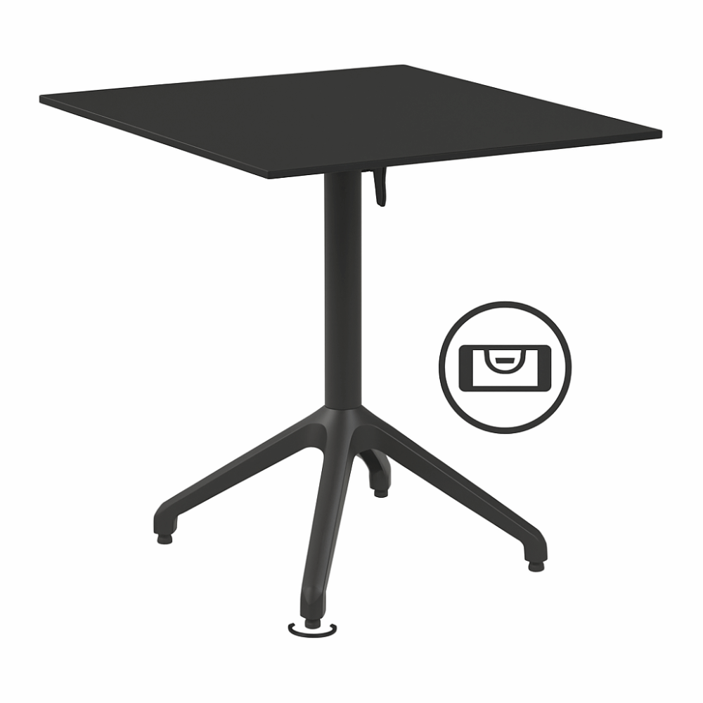Horeca terrastafel Luna Wiebelvrij | 70x70 cm | HPL Compact | donker leisteen | inklapbaar | zelf verstelbaar