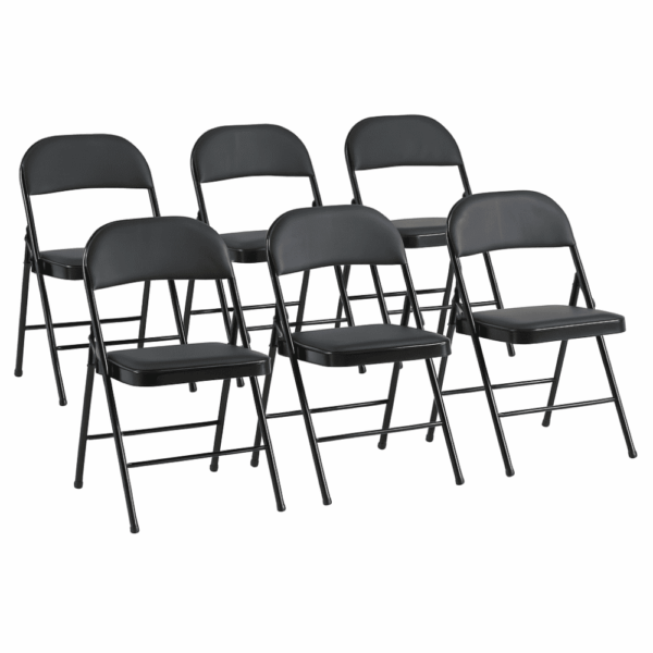 Set van 6 klapstoelen Fiona gestoffeerd | zwart | leer | commerciële stoel