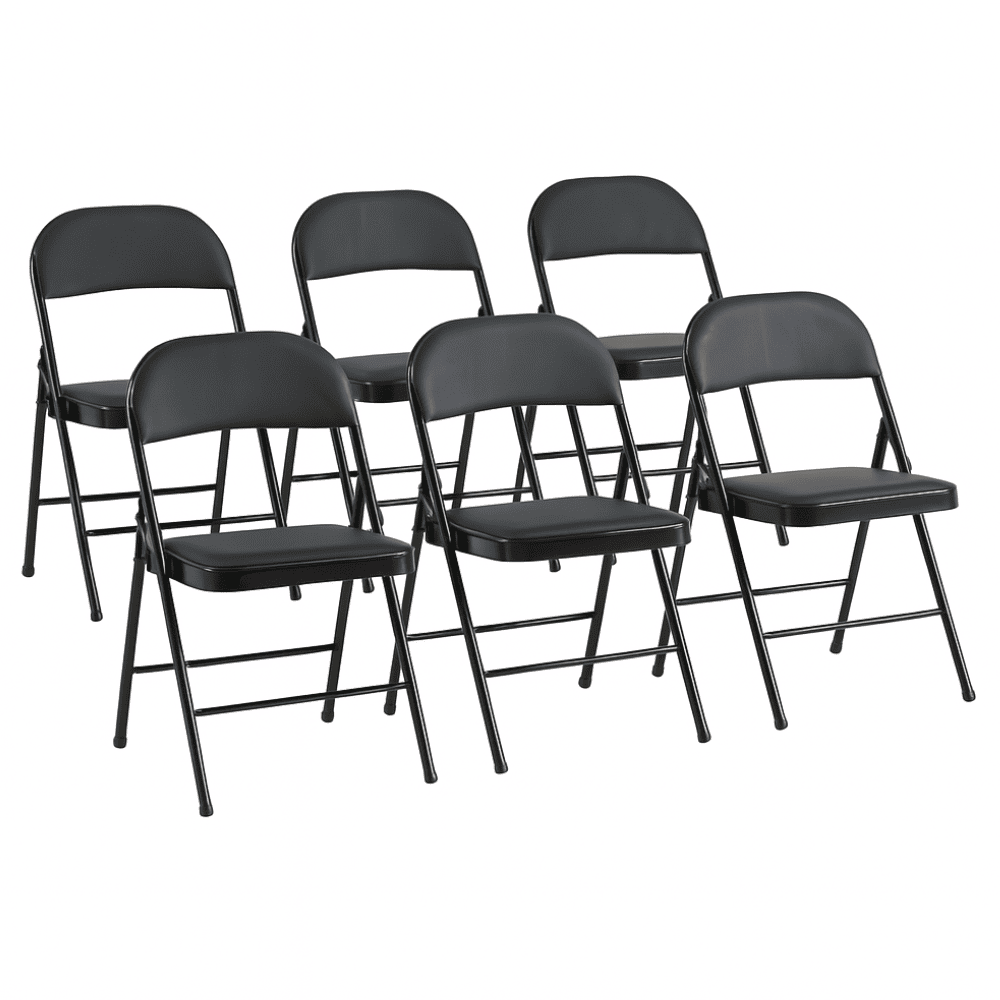 Set van 6 klapstoelen Fiona gestoffeerd | zwart | leer | commerciële stoel