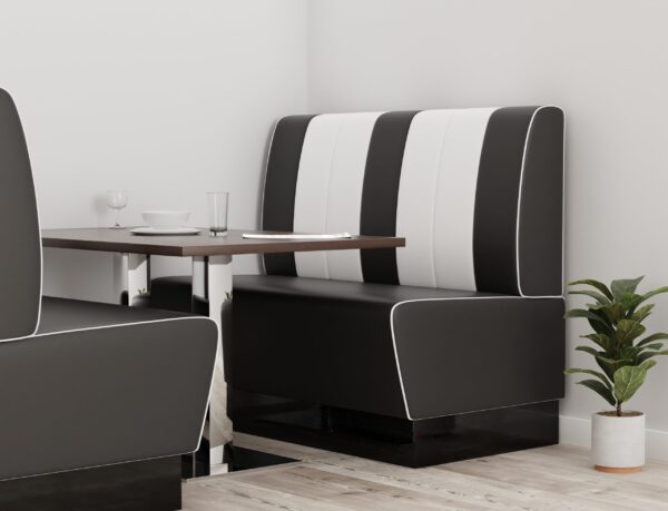 Horeca bank Americano Retro | Diner bank zwart-wit | 140 cm breed | Amerikaanse bank - Afbeelding 6