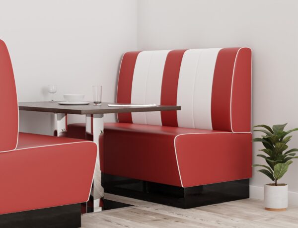 Horeca Retro | Diner bank rood & wit | 140 cm breed | Amerikaanse bank - Afbeelding 7
