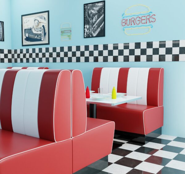 Horeca Retro | Diner bank rood & wit | 140 cm breed | Amerikaanse bank - Afbeelding 8