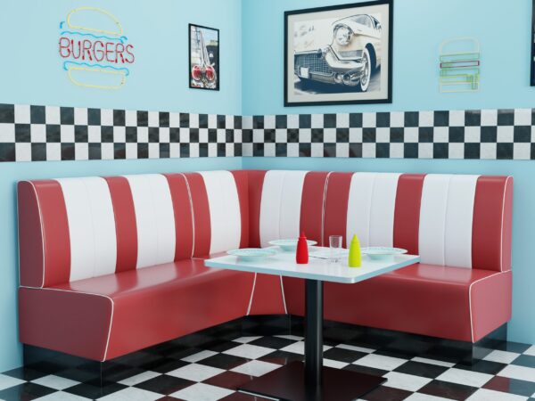 Horeca Retro | Diner bank rood & wit | 140 cm breed | Amerikaanse bank - Afbeelding 9