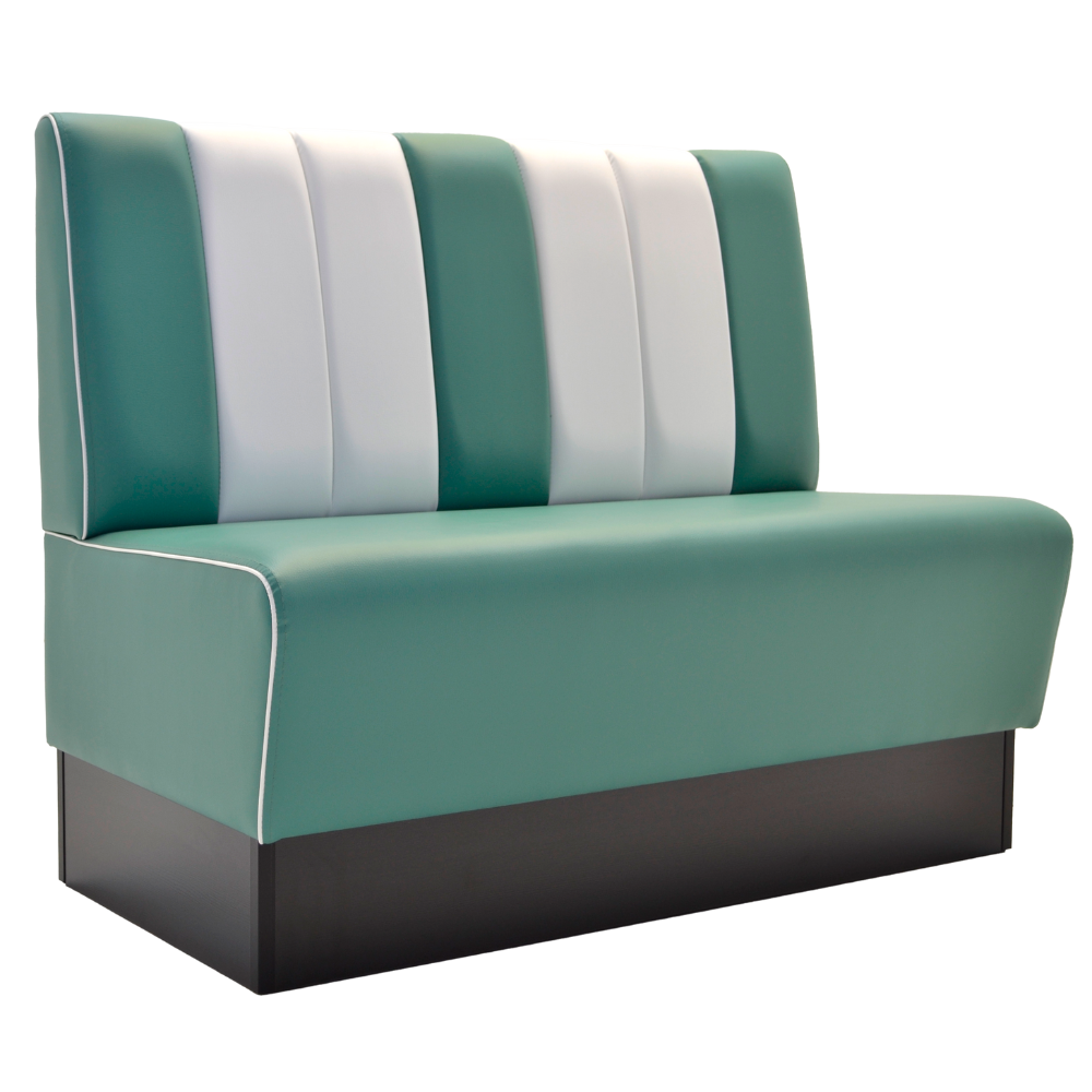 Horeca bank Americano Retro | DINERBENCH- TURQUOISE & WIT - 100CM BREEDTE | Amerikaanse zitbank
