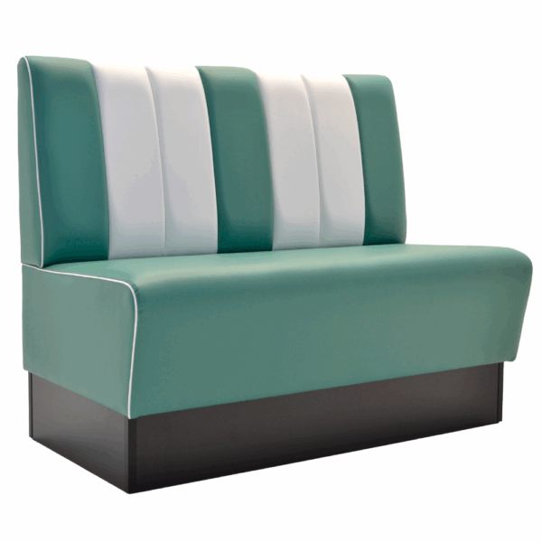 Horeca bank Americano Retro | DINERBENCH- TURQUOISE & WIT - 120CM BREEDTE | Amerikaanse zitbank
