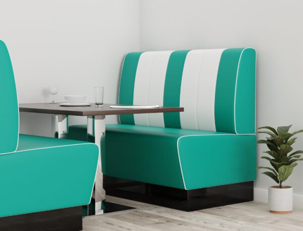 Horeca bank Americano Retro | DINERBENCH- TURQUOISE & WIT - 120CM BREEDTE | Amerikaanse zitbank - Afbeelding 7