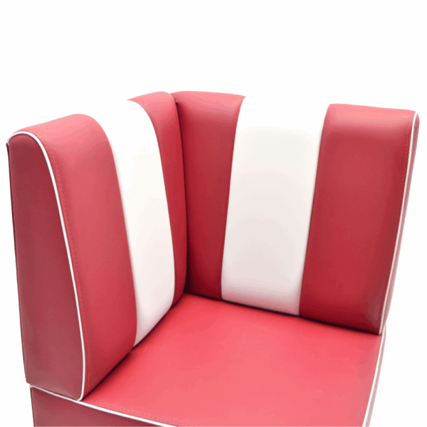 Americano retro hoekbank | hoekdeel voor eetbank | rood & wit | 64x64 cm | Horeca hoekbank - Afbeelding 2
