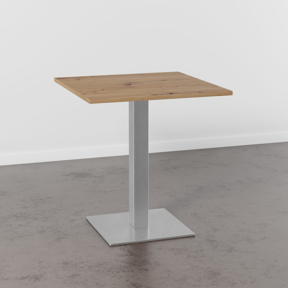 Tafelblad: 80x80 cm | Onderstel: roestvrij staal