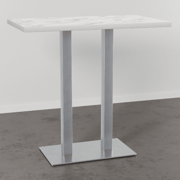 Horeca bartafel 120x80 cm | marmer wit | roestvrijstalen onderstel - Afbeelding 2