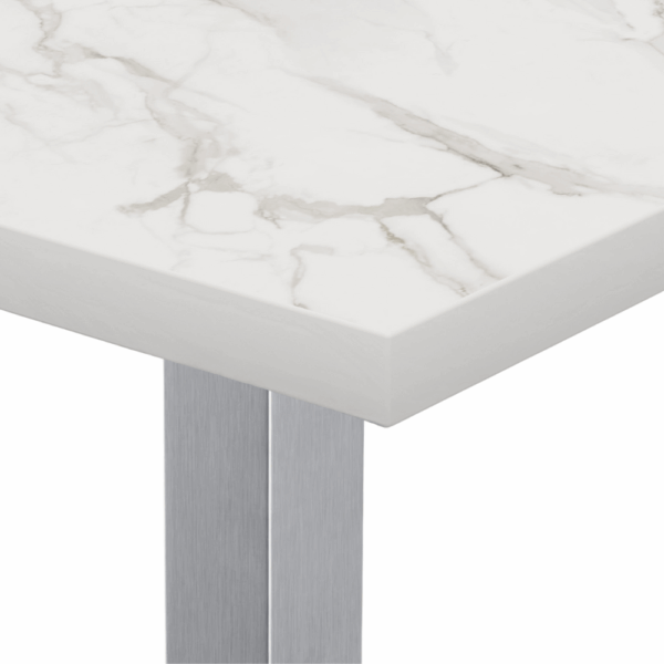 Horeca bartafel 120x80 cm | marmer wit | roestvrijstalen onderstel - Afbeelding 3