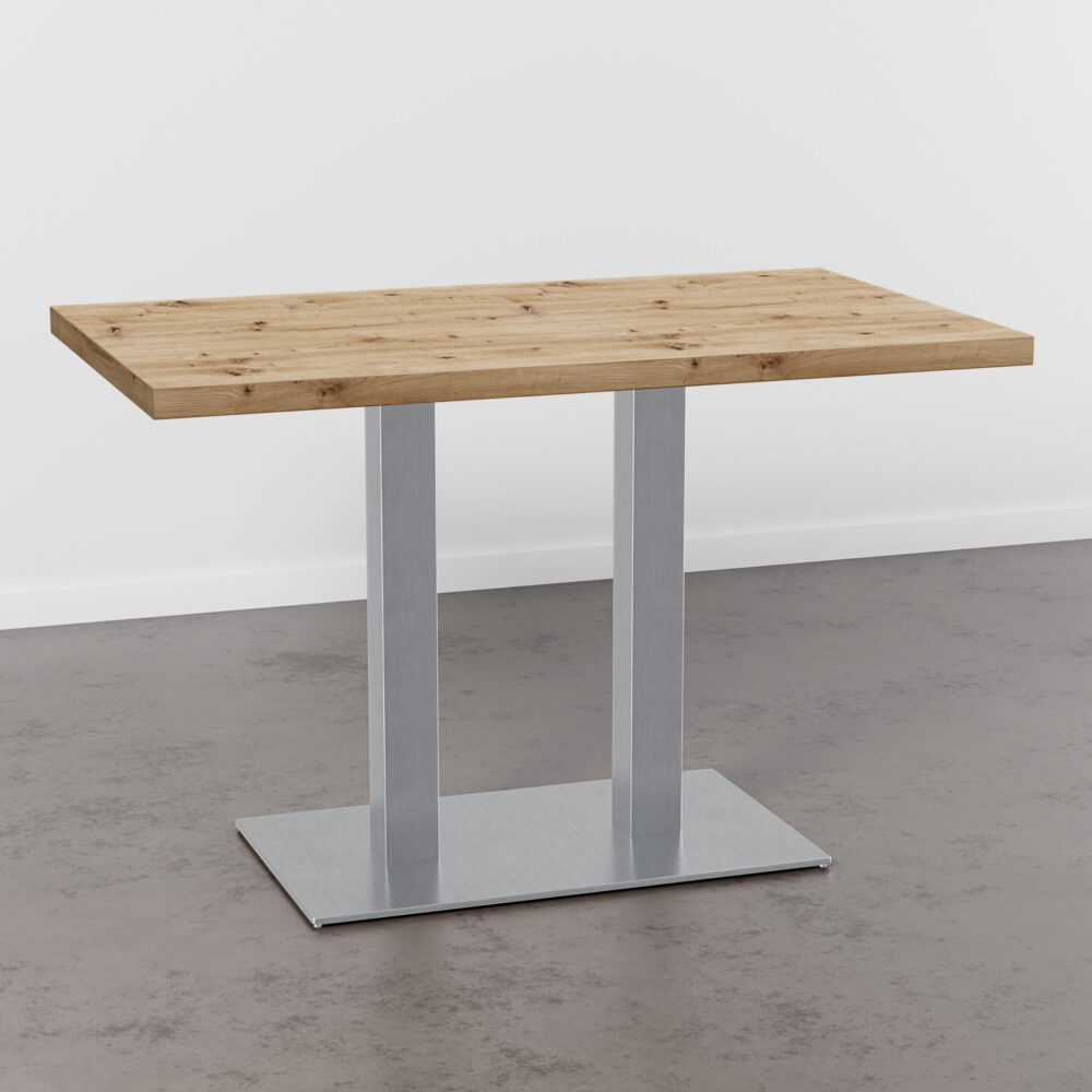 Tafelblad: 140x80 cm | Onderstel: roestvrij staal