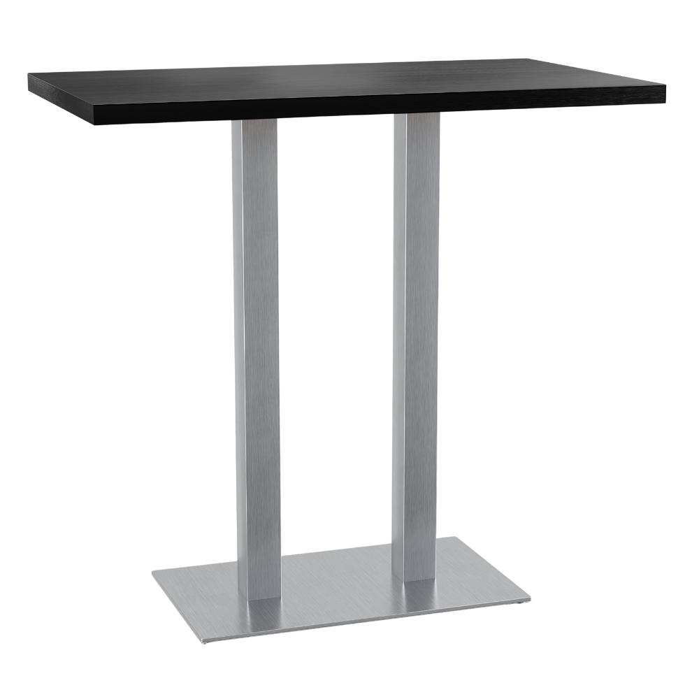 Horeca bartafel 120x70 cm | donker houtlook | roestvrijstalen frame