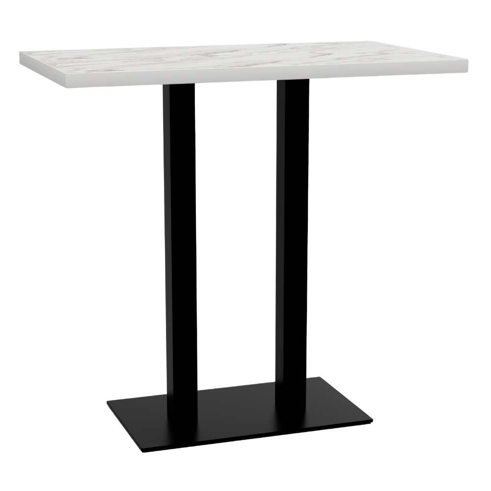 Horeca bartafel 120x70 cm | marmer wit | gietijzeren onderstel