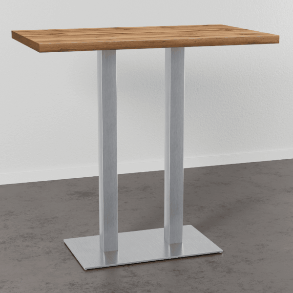Horeca bartafel 120x70 cm | eiken naturel Rome | roestvrijstalen onderstel - Afbeelding 2