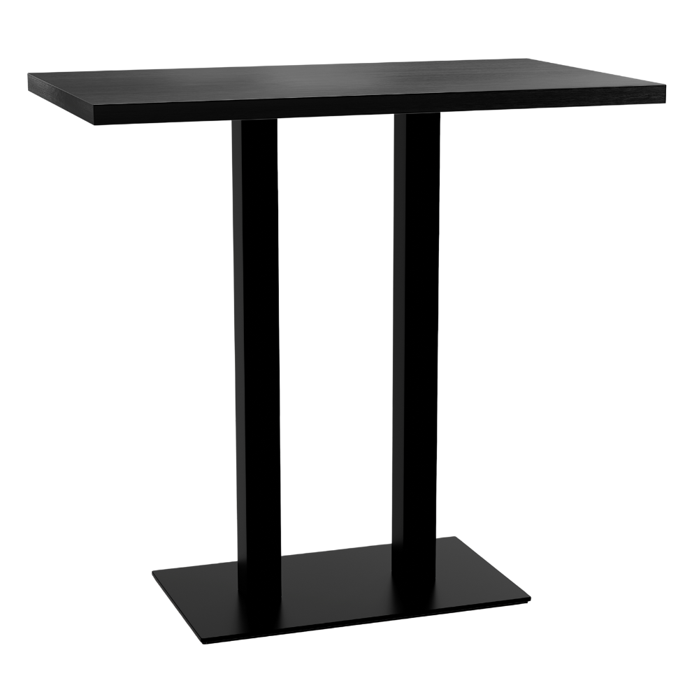 Horeca bartafel 120x70 cm | donker houtlook | gietijzeren onderstel